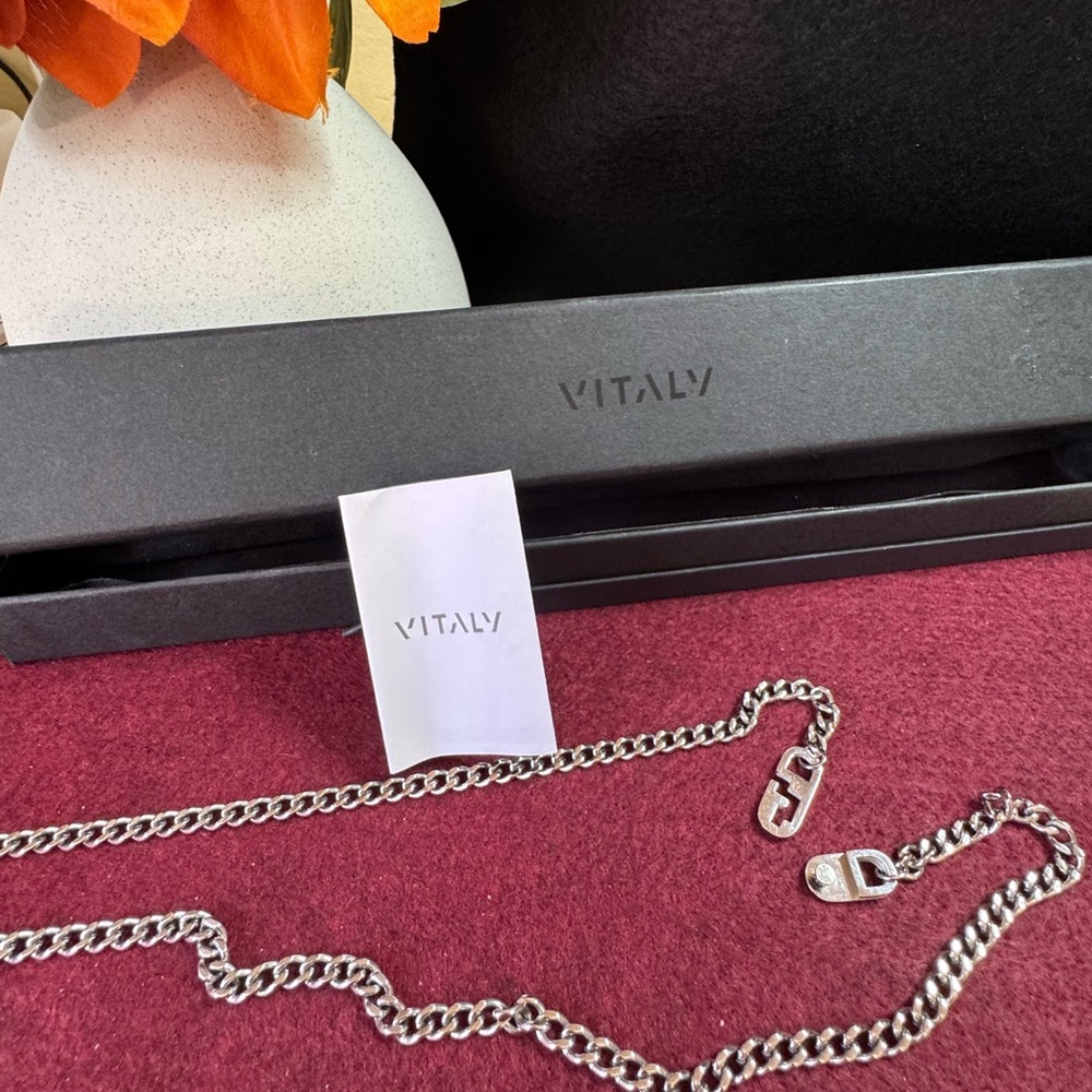 Vitaly Men's Silver Cuban Link Chain Necklace - Polished Stainless Steel